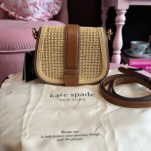 kate spade Nouveau straw mini saddle bag